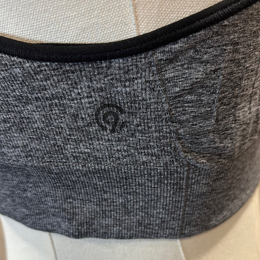 Gray Racerback Sports Bra with Scoop Neckline - Picture 5 of 6